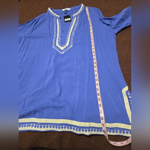 New! Kevia Tunic Blouse 1x-2x Plum And Cream Beautifully Made Light Purple - Picture 10 of 13